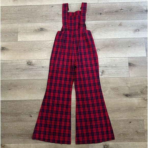 Cider Plaid Overall Red Navy Size XS - Picture 3 of 8